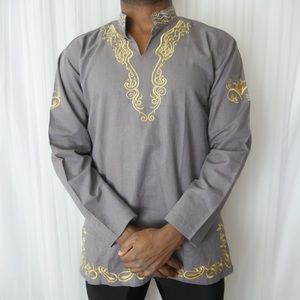 Black Panther Men’s African Dashiki - Gray/Gold
